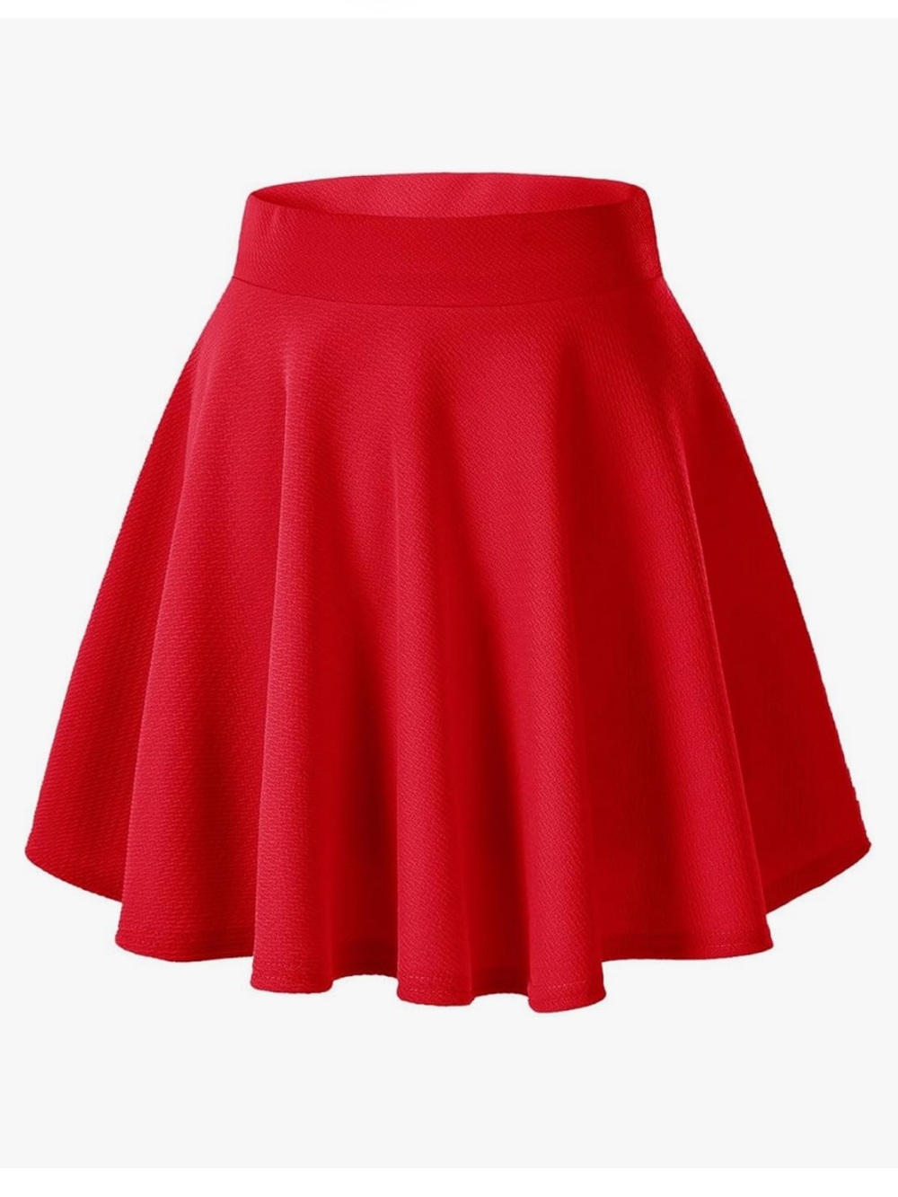 NEW Flared Red Mini Skirt with Smooth Waistband